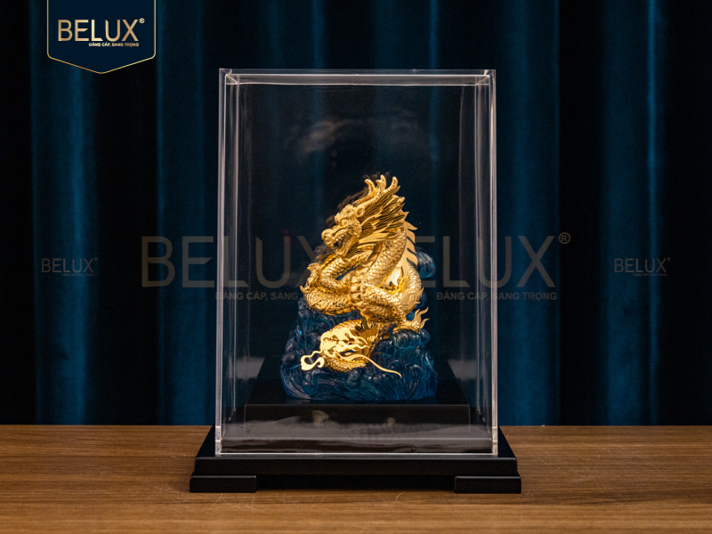 Tượng Thiên Long Cưỡi Bích Vân Dát Vàng 24k